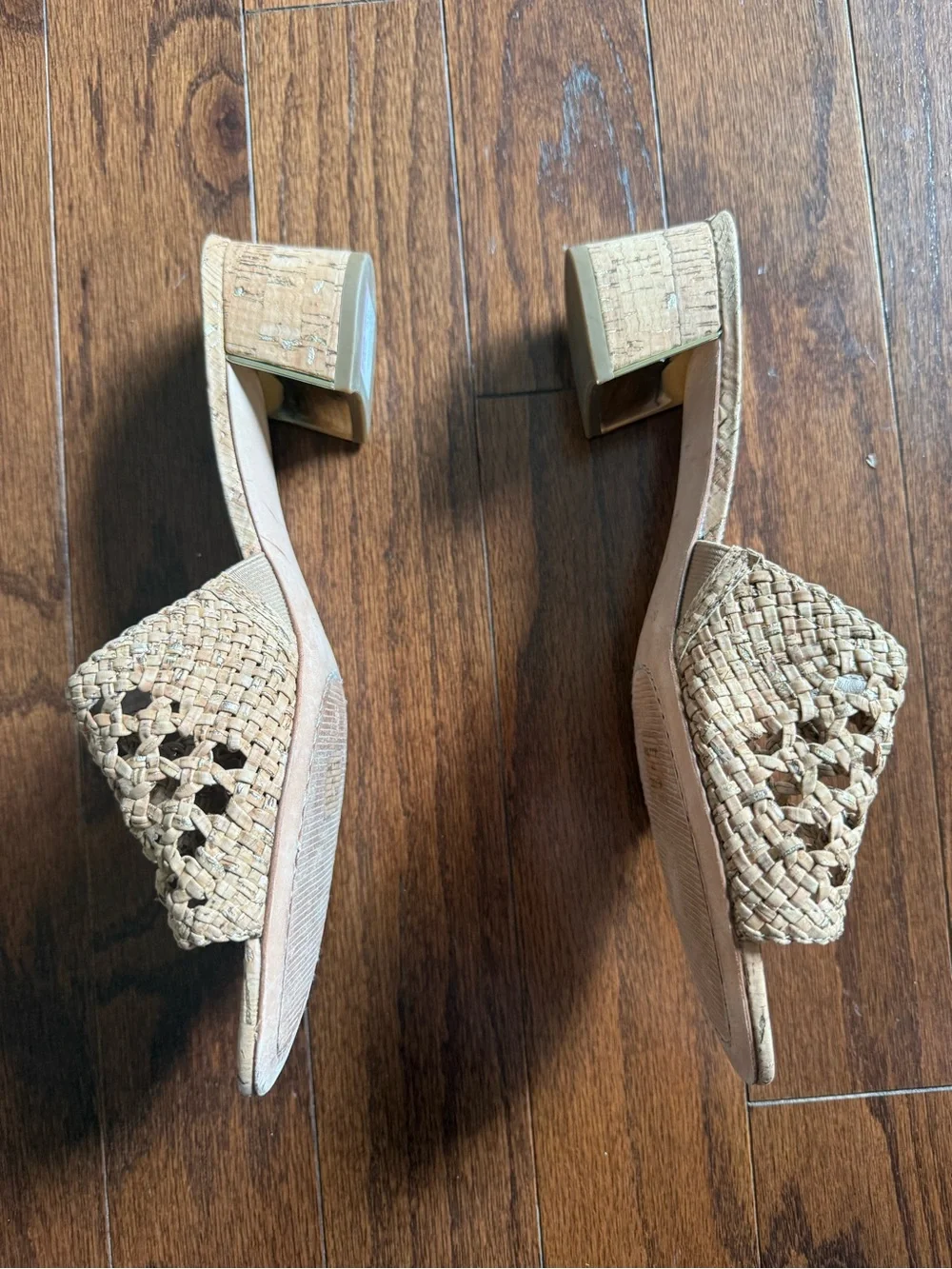 Donald J. Pliner Woven Cork Slide Mules - Natural Beige